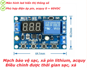 XY – DJ mạch sạc/xả PIN 18650, ắc quy, bảo vệ quá áp, thấp áp, điều chỉnh được thời gian sạc, xả